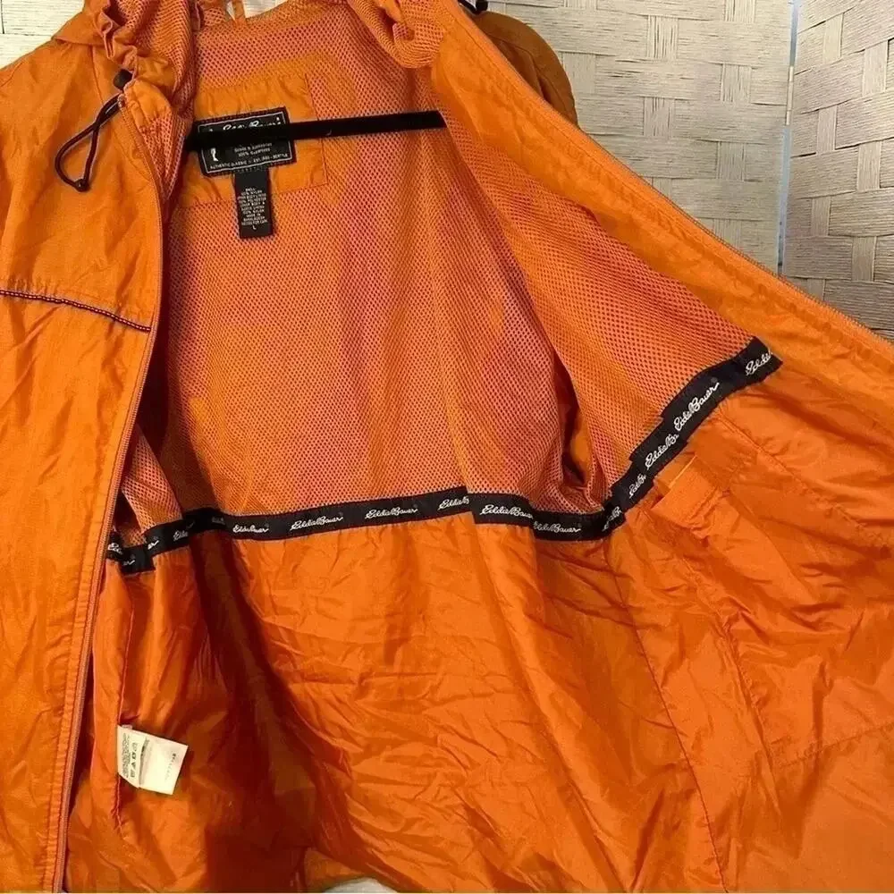 Eddie Bauer Orange Rust windbreaker Jacket Coat, Men’s size L